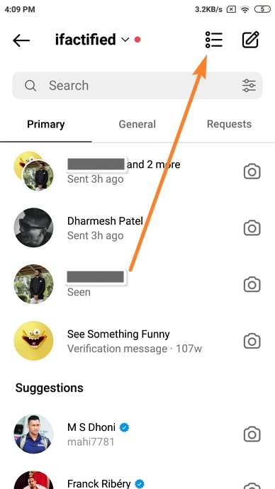 borra todos tus mensajes directos de instagram