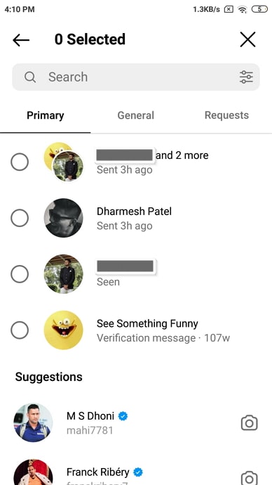 borra todos tus mensajes directos de instagram