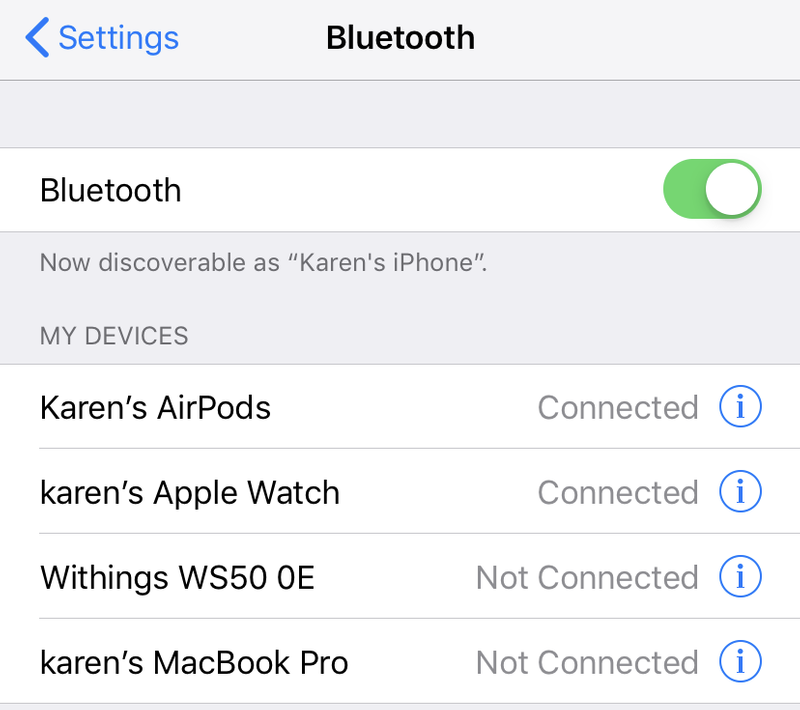 Cómo arreglar la desconexión de AirPods del iPhone: Bluetooth habilitado