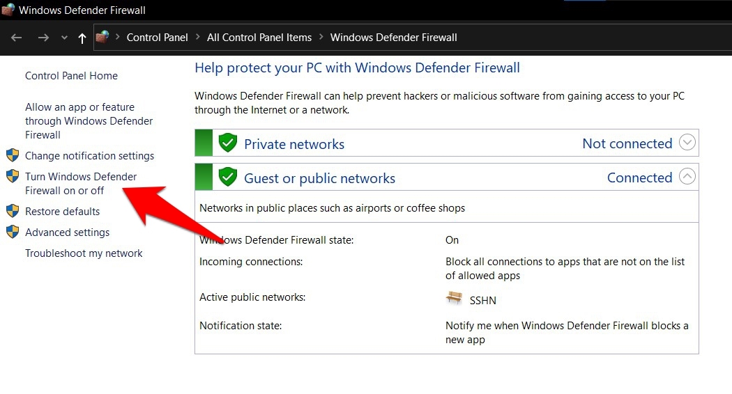 ACTIVAR o DESACTIVAR el cortafuegos de Windows Defender