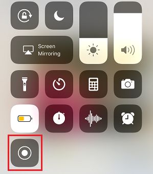 Opción de grabación en el Centro de control de iPhone Opción de grabación en el Centro de control de iPhone