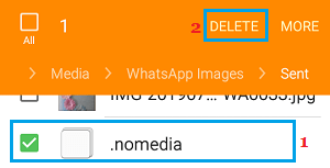 Eliminar archivo nomedia en la carpeta de envío de WhatsApp