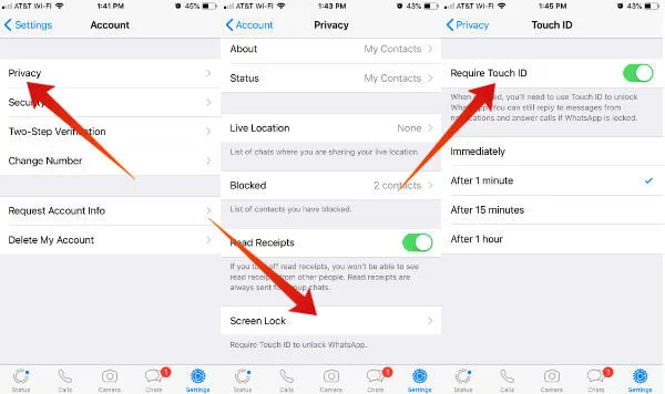 iPhone bloquear whatsapp com id de toque
