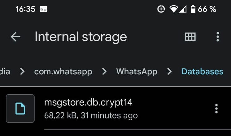 archivos de almacenamiento interno de whatsapp