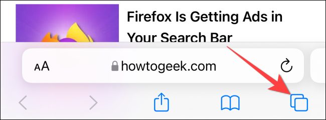 toque en "pestañas" botón en la esquina inferior izquierda de Safari