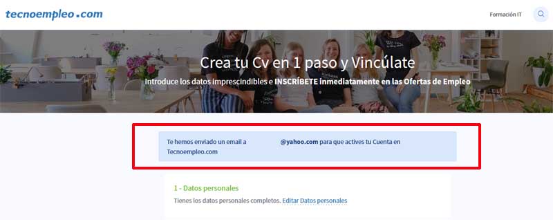 crear una cuenta en tecnoempleo