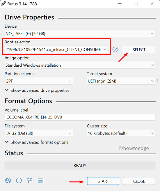 Crear medios de arranque de Windows 11 usando Rufus