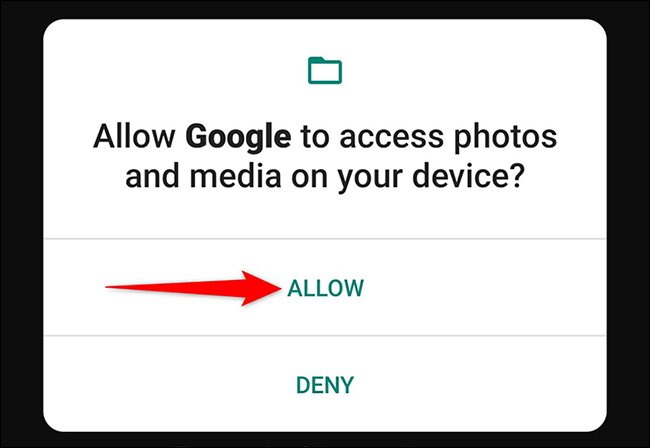 Toque "Permitir" en el indicador de inicio de sesión de Google Lens.
