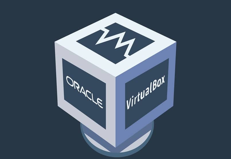 caja virtual emblema fondo azul