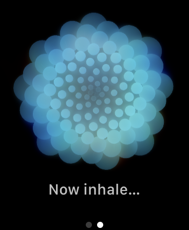 Indicación de animación de respiración en la aplicación Mindfulness para Apple Watch
