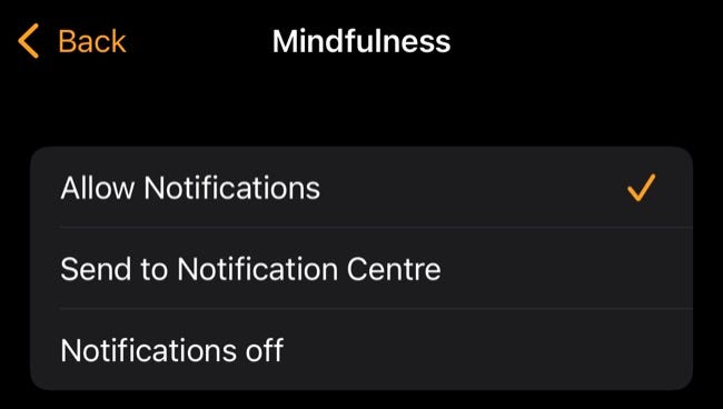 Alternar notificaciones de atención plena en su Apple Watch
