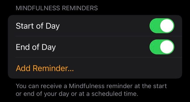 Agregue un recordatorio personalizado para la aplicación Mindfulness