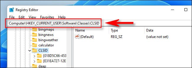 Navegue hasta la clave correcta en el Editor del Registro en Windows 11.