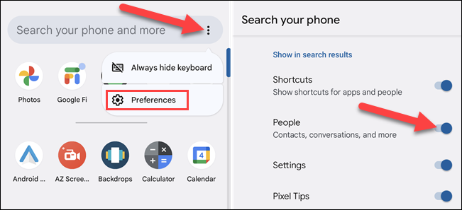 Preferencias de búsqueda del sistema