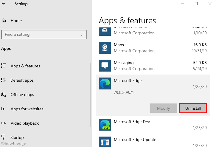 Desinstalar Microsoft Edge