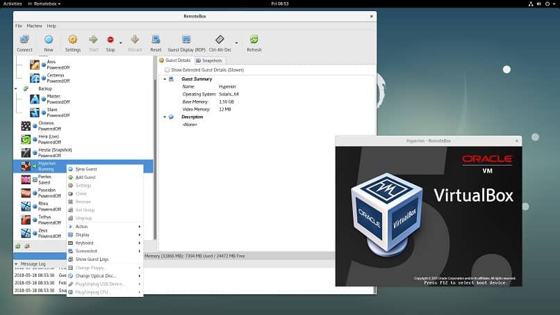 usando el programa de instalación de virtualbox