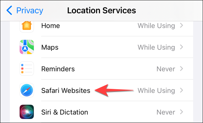 Tocar "sitios web de Safari"