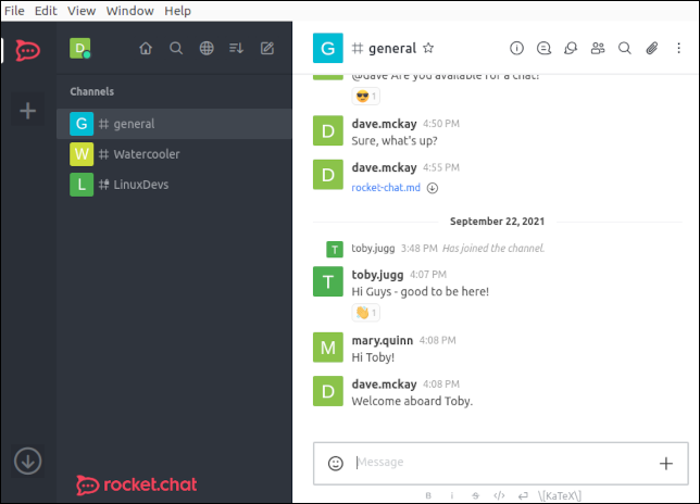 Cliente de escritorio Rocket.Chat Linux