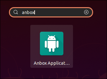 Buscando Anbox en la pantalla de actividad de GNOME