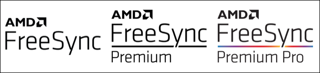 Logotipos de AMD para FreeSync, FreeSync Premium y FreeSync Premium Pro