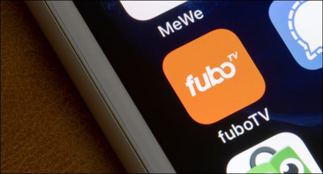 Logotipo de la aplicación Fubo TV en un teléfono inteligente