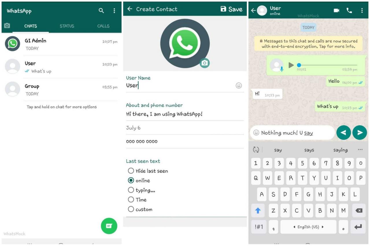 Crea conversaciones falsas de WhatsApp usando la aplicación