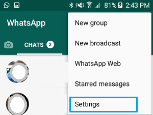 Abra la configuración de WhatsApp en el teléfono Android
