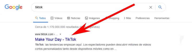 escribe google tik tok