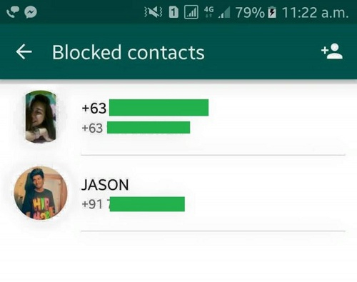 Contactos bloqueados por WhatsApp