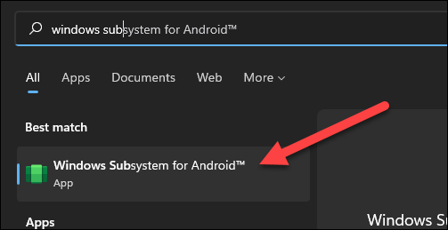 abre el "Subsistema de Windows para Android."