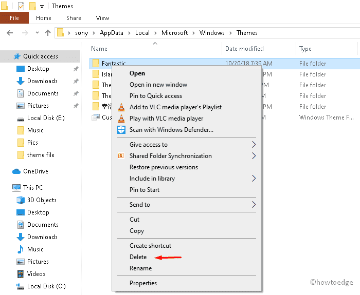 Ubicaciones de temas de Windows