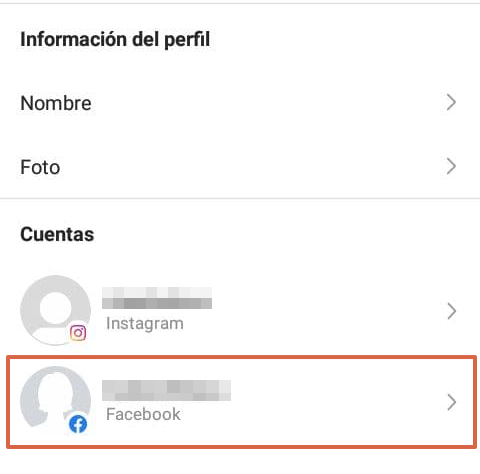 Cómo desconectar o desvincular una cuenta de Instagram con Facebook desde el paso 5 de la app de Instagram
