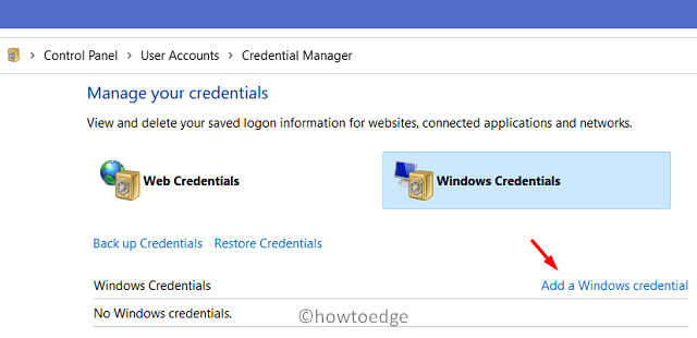 Agregar un administrador de credenciales de Windows