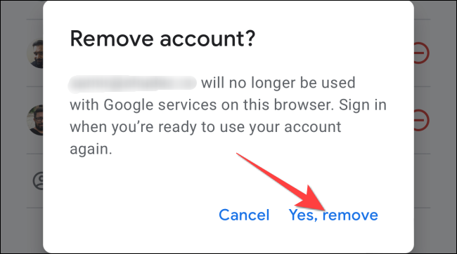 Seleccione "si, eliminar" para confirmar la acción.