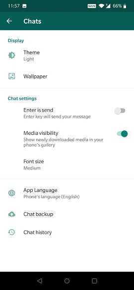 Para cambiar el tamaño del texto, simplemente inicie WhatsApp y vaya a Configuración tocando el ícono de tres puntos en la parte superior y visite Configuración de chat.