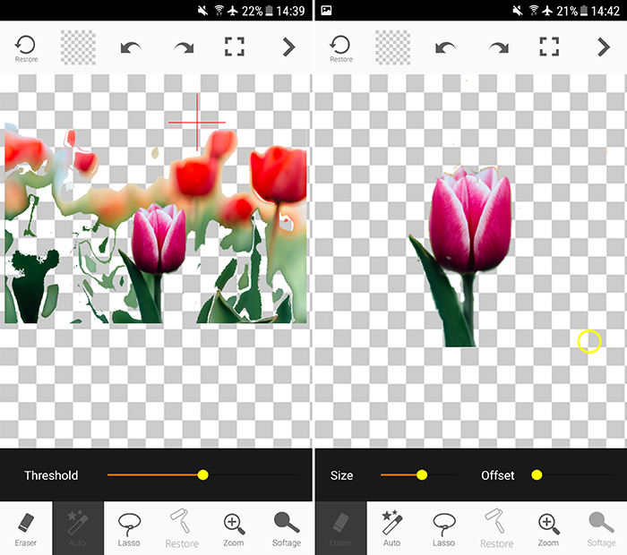 Captura de pantalla del uso de la aplicación Auto Background Changer para agregar fondo a las fotos