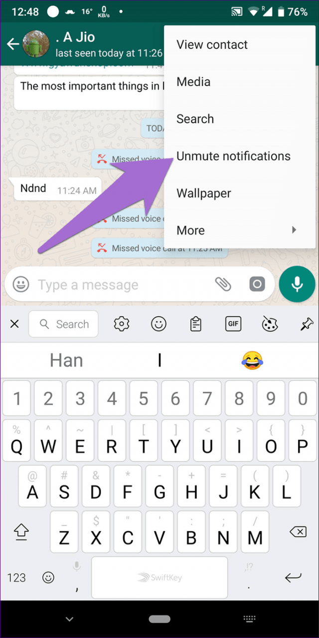 Whatsapp Mute vs Bloque 4