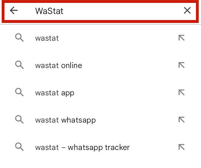 Buscando WaStat en PlayStore
