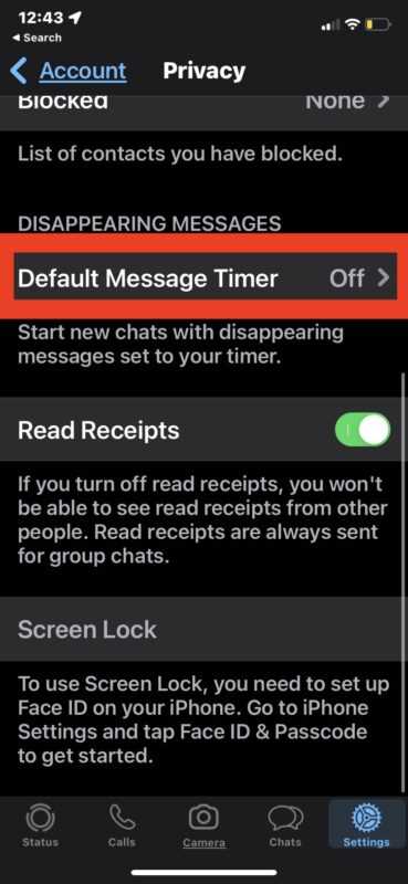 Haga que los mensajes que desaparecen sean los predeterminados en WhatsApp
